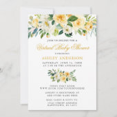 Virtuele Baby Shower Waterverf Gele Bloemen Kaart (Voorkant)