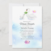 Virtuele Baby shower Waterverf Zwan Kaart (Voorkant)