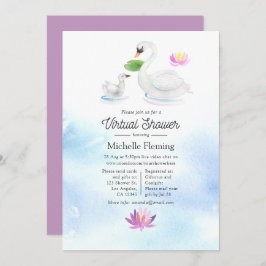 Virtuele Baby shower Waterverf Zwan Kaart