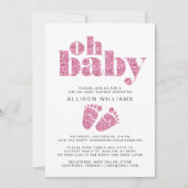 Virtuele baby-vrouw Shower Roze Glitter Kaart (Voorkant)