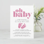 Virtuele baby-vrouw Shower Roze Glitter Kaart (Staand voorkant)