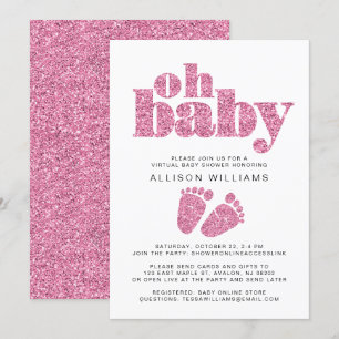 Virtuele baby-vrouw Shower Roze Glitter Kaart