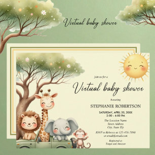 Virtuele babyshower safari dieren geslacht neutraa kaart