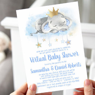 Virtuele babyshower-uitnodiging voor olifantprins kaart