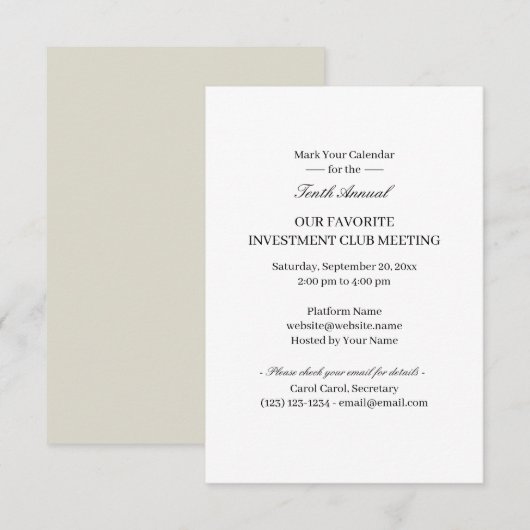 Virtuele bijeenkomst voor uitvindingen van gespeci kaart (Voorkant / Achterkant)