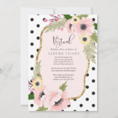 Virtuele 'Birthday'-partijroze en gele mazen Kaart (Voorkant)