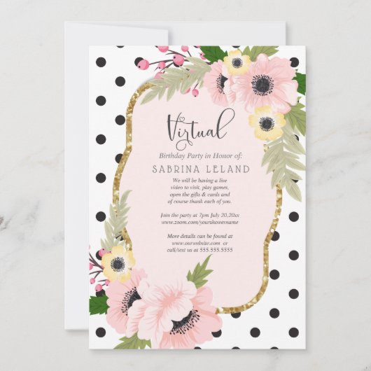 Virtuele 'Birthday'-partijroze en gele mazen Kaart (Voorkant)