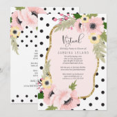 Virtuele 'Birthday'-partijroze en gele mazen Kaart (Voorkant / Achterkant)