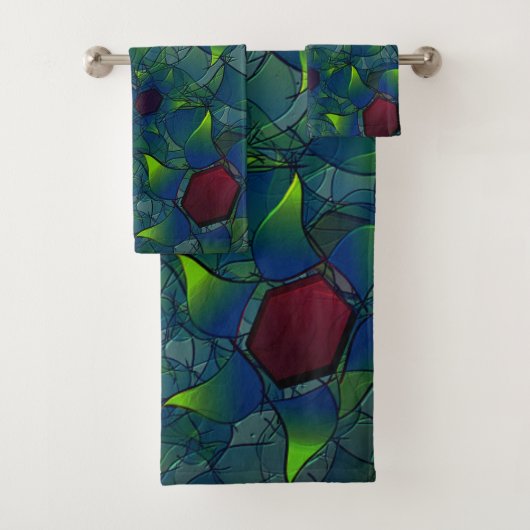 Virtuele bladlui met donkerrode hexagon in een don bad handdoek (Insitu)