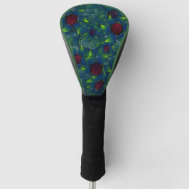 Virtuele bladlui met donkerrode hexagon in een don golfheadcover
