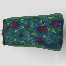Virtuele bladlui met donkerrode hexagon in een don golfheadcover