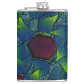 Virtuele bladlui met donkerrode hexagon in een don heupfles (Voorkant)