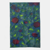 Virtuele bladlui met donkerrode hexagon in een don theedoek (Verticaal)