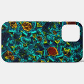 Virtuele bloem in blauwe gradiënt, verbrijzeld Case-Mate iPhone case (Achterkant (horizontaal))