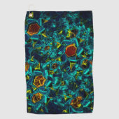 Virtuele bloem in blauwe gradiënt, verbrijzeld golfhanddoek (Voorkant)