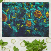 Virtuele bloem in blauwe gradiënt, verbrijzeld theedoek (Gevouwen)