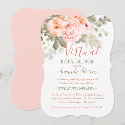 Virtuele bruids douche uitnodiging (Voorkant / Achterkant)