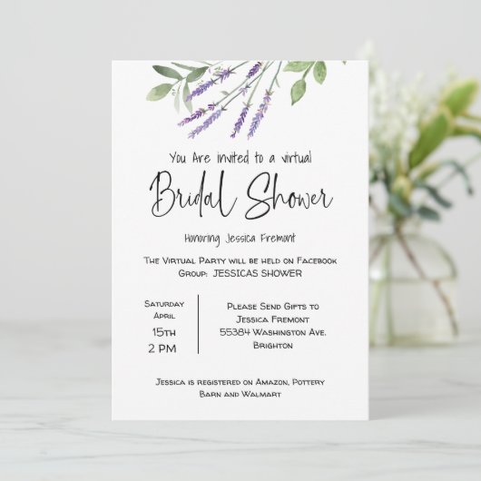 Virtuele bruids trouwdouche Facebook Aankondiging (Staand voorkant)