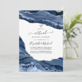 Virtuele bruiloft in Navy en Silver Agate Online Kaart (Staand voorkant)