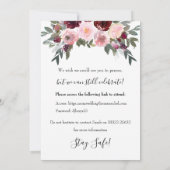 virtuele bruiloft laptop bordeaux bloem gebladerte kaart (Achterkant)