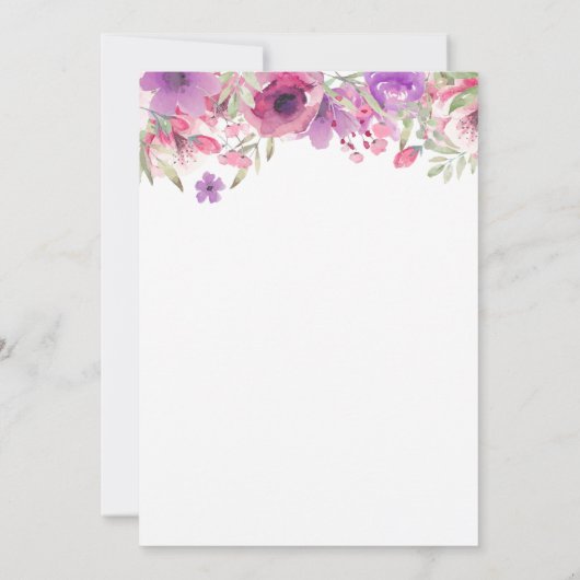 Virtuele Bruiloft of Baby Shower Waterverf Bloemen Kaart (Achterkant)