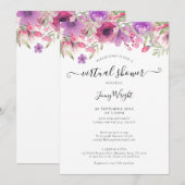 Virtuele Bruiloft of Baby Shower Waterverf Bloemen Kaart (Voorkant / Achterkant)