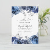 Virtuele bruiloft rond marine en White Floral Onli Kaart (Staand voorkant)