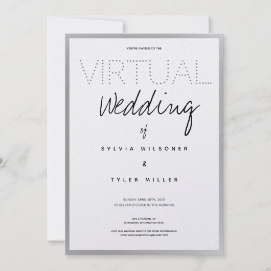 Virtuele bruiloft White Silver Black Typografie (Voorkant)