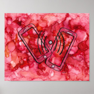 Virtuele cyberverbindingen via celtelefoons Afdruk Poster