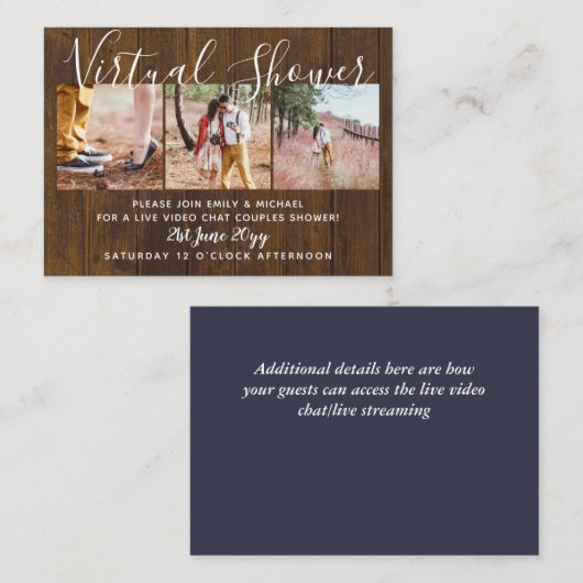 Virtuele Douche FOTO Huwelijk Live Chat Budget Advieskaart (Voorkant / Achterkant)