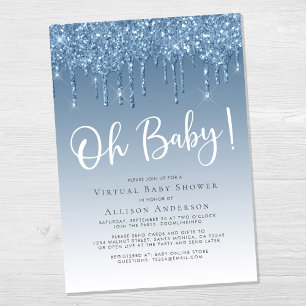 Virtuele douche Glitter Oh Baby Boy Blue Kaart
