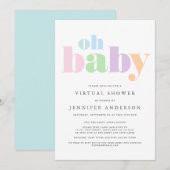 Virtuele douche | Oh Baby Pastel Minimal Modern Kaart (Voorkant / Achterkant)