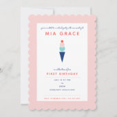 Virtuele eerste verjaardag Ice Cream Zoom Party Kaart (Voorkant)