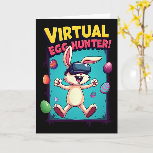 Virtuele Eier Jager - Grappige Gamer Bunny Vr Pase Kaart (Gele Bloem)