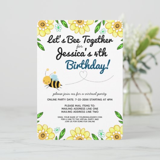 Virtuele feestdag bij bijen per post kaart (Staand voorkant)