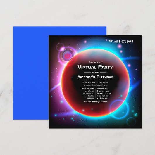 Virtuele feestdag met ruimtethema kaart (Voorkant / Achterkant)