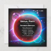 Virtuele feestdag met ruimtethema kaart (Voorkant)