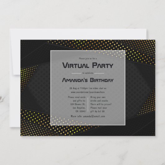 Virtuele feestdag voor zwarte en gouden geometrisc kaart (Voorkant)