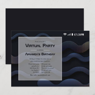 Virtuele feestdag voor zwarte en gouden geometrisc kaart