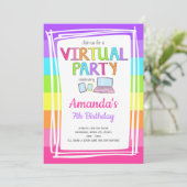 Virtuele feestelijke uitnodiging, verjaardag in qu kaart (Staand voorkant)