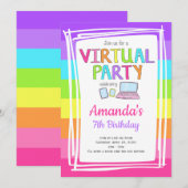 Virtuele feestelijke uitnodiging, verjaardag in qu kaart (Voorkant / Achterkant)