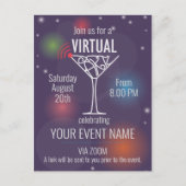 Virtuele feestuitnodiging voor het online vieren uitnodiging briefkaart (Voorkant)