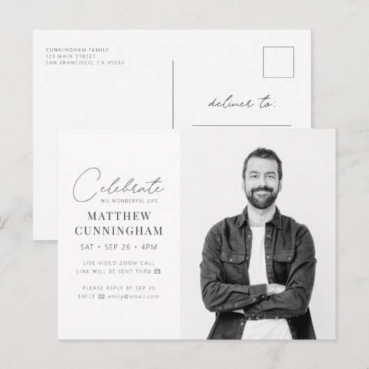 Virtuele feestvieren zijn levensmoderne, eenvoudig uitnodiging briefkaart (Voorkant / Achterkant)