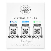 Virtuele Fooi Pot Logo PayPal Venmo Cash App QR Co Foto Afdruk (Voorkant)
