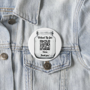 Virtuele Fooi Pot, Scan om te Fooiën in Glas Pot Ronde Button 7,6 Cm