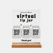 Virtuele fooienpot met 3 QR-code Acryl Bord (Voorkant)