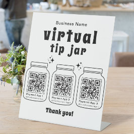 Virtuele fooienpot met 3 QR-codes Reclamebord Met Voetstuk