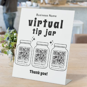 Virtuele fooienpot met 3 QR-codes Reclamebord Met Voetstuk