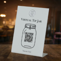 Virtuele fooienpot met uw bedrijfslogo & QR-tabel