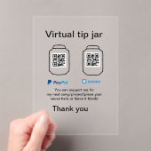 Virtuele fooienpot QR-code geld donatie PayPal ven Acryl Uitnodigingen (Insitu (Draagbaar))